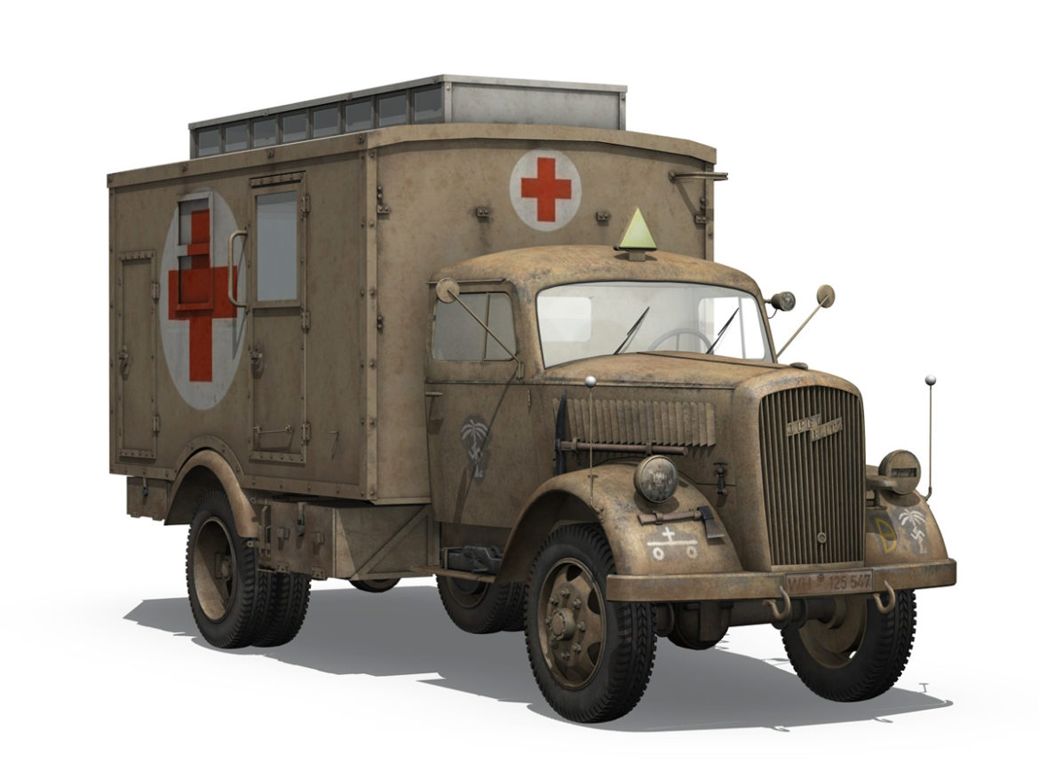opel blitz – 3t ambulance truck – 21 pzdiv 3d model 3ds c4d lwo obj 265105
