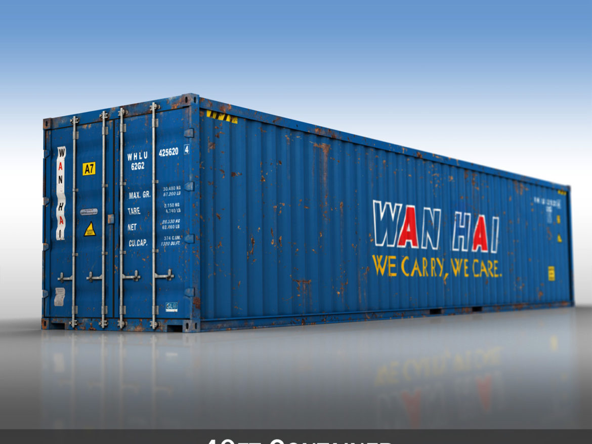 40ft shipping container – wan hai 3d model 3ds fbx lwo lw lws obj c4d 265149