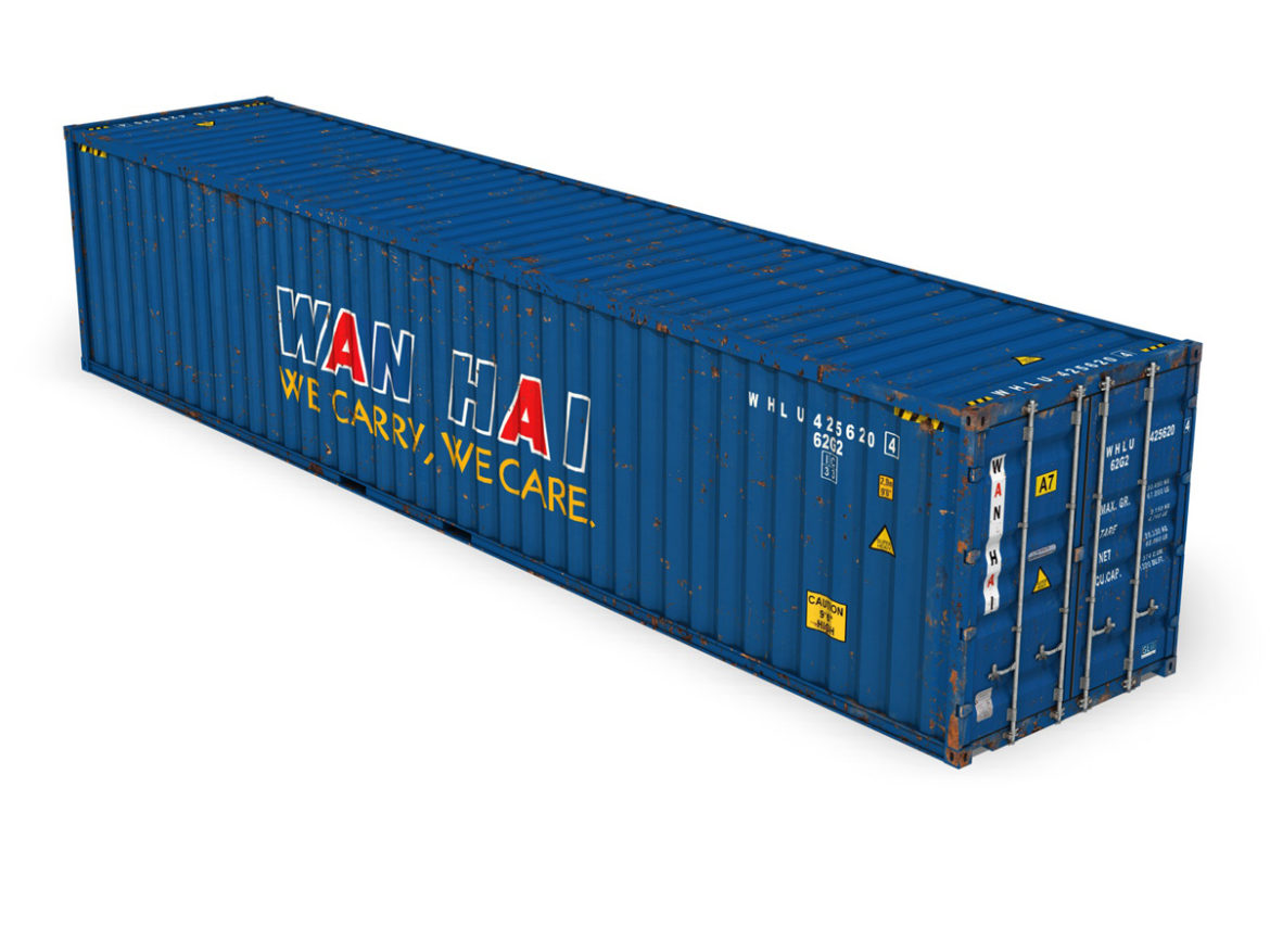 40ft shipping container – wan hai 3d model 3ds fbx lwo lw lws obj c4d 265150