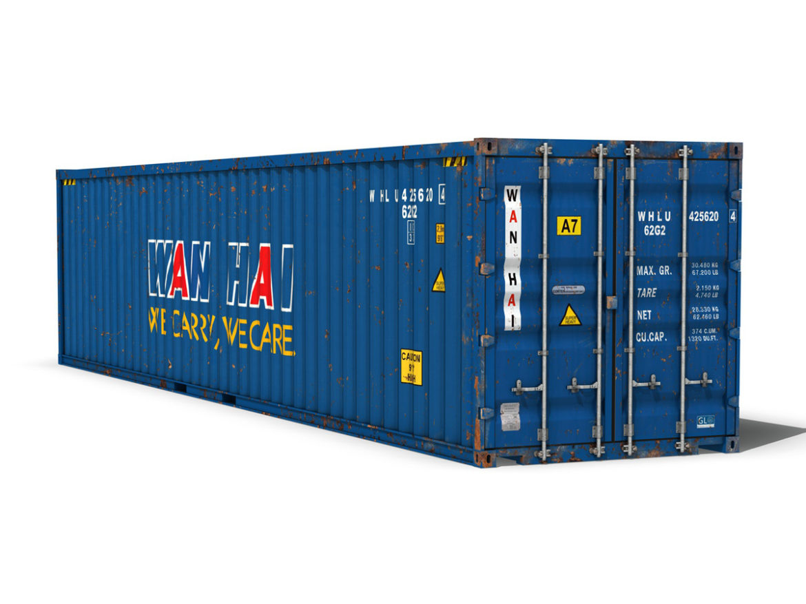 40ft shipping container – wan hai 3d model 3ds fbx lwo lw lws obj c4d 265151