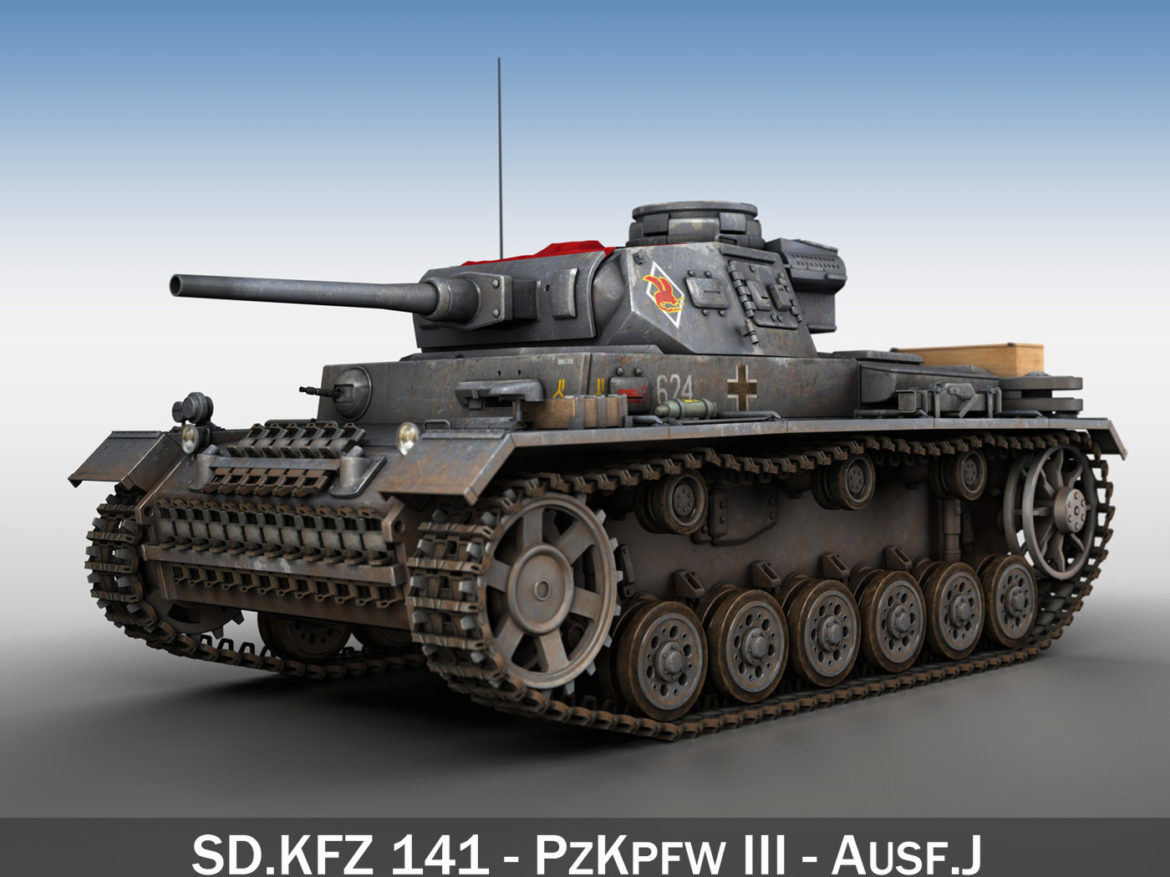 pzkpfw iii – panzer 3 – ausf.j – 624 3d model 3ds fbx lwo lw lws obj c4d 265298