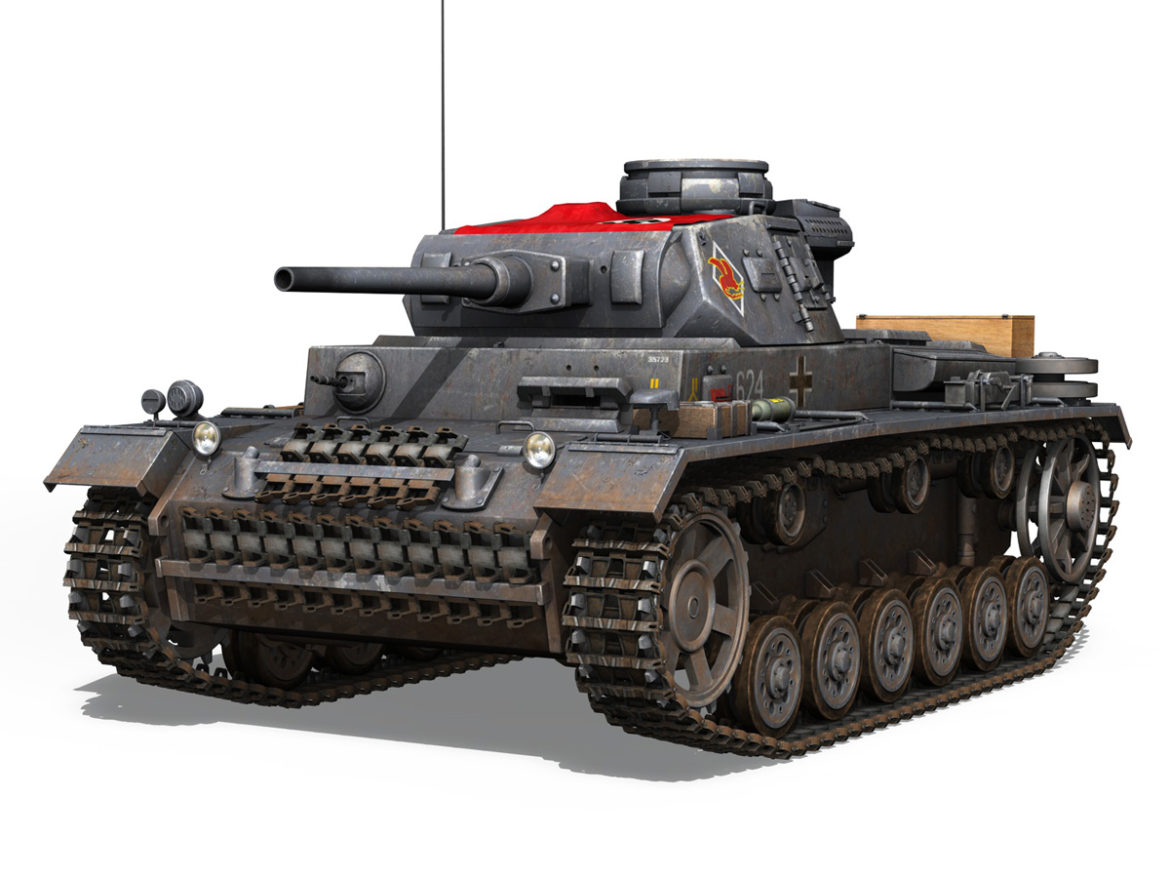 pzkpfw iii – panzer 3 – ausf.j – 624 3d model 3ds fbx lwo lw lws obj c4d 265299