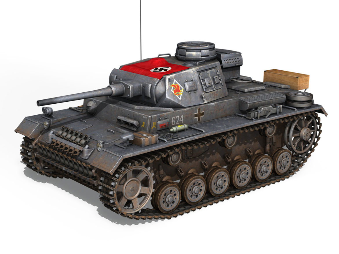 pzkpfw iii – panzer 3 – ausf.j – 624 3d model 3ds fbx lwo lw lws obj c4d 265300