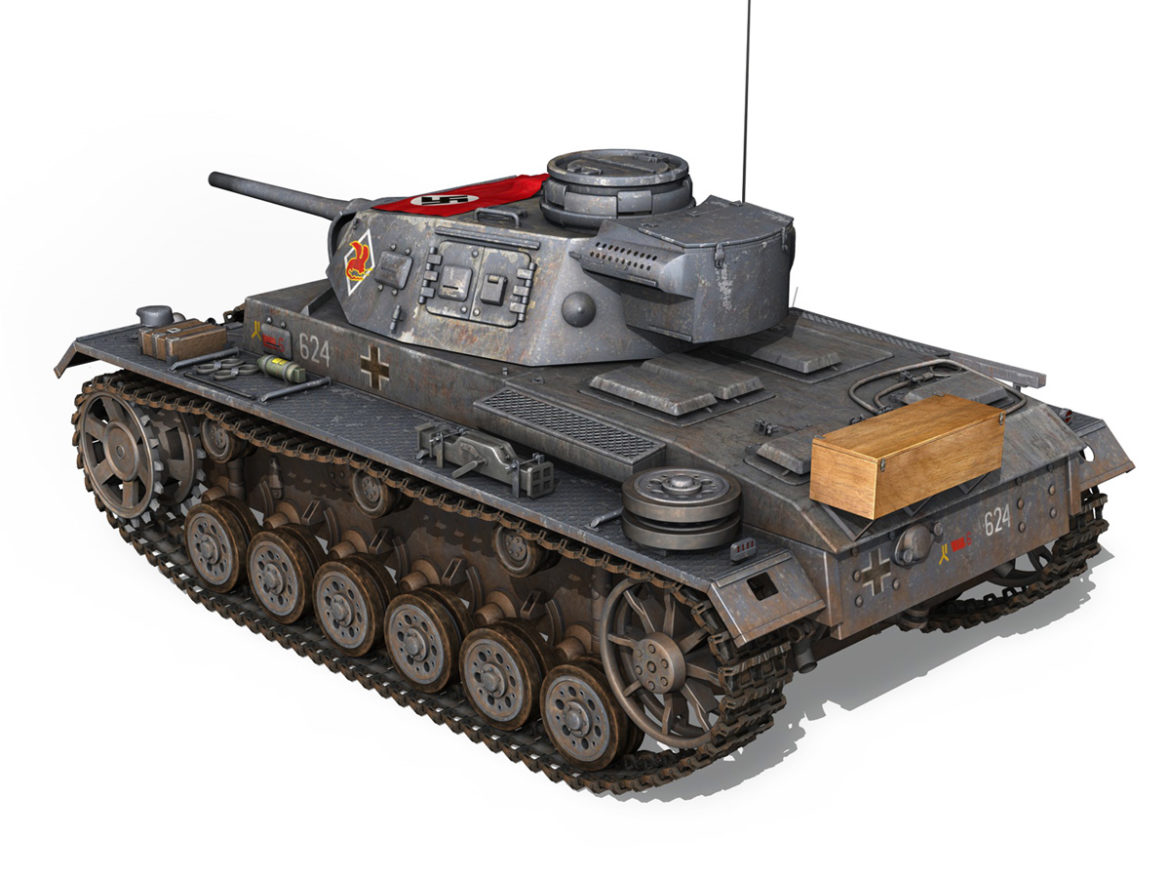 pzkpfw iii – panzer 3 – ausf.j – 624 3d model 3ds fbx lwo lw lws obj c4d 265301