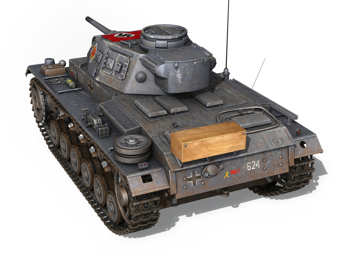 pzkpfw iii – panzer 3 – ausf.j – 624 3d model 3ds fbx lwo lw lws obj c4d 265302