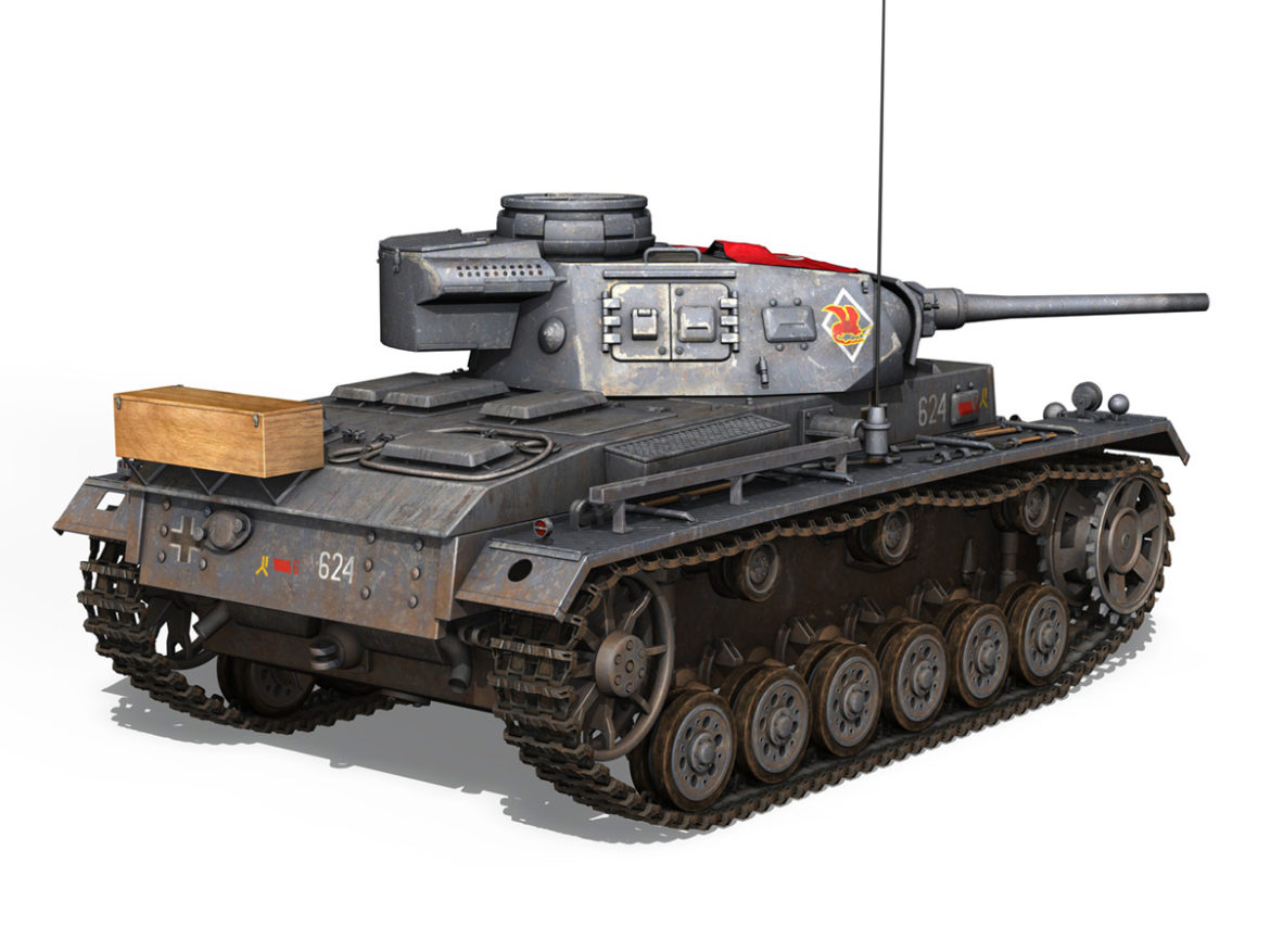 pzkpfw iii – panzer 3 – ausf.j – 624 3d model 3ds fbx lwo lw lws obj c4d 265303