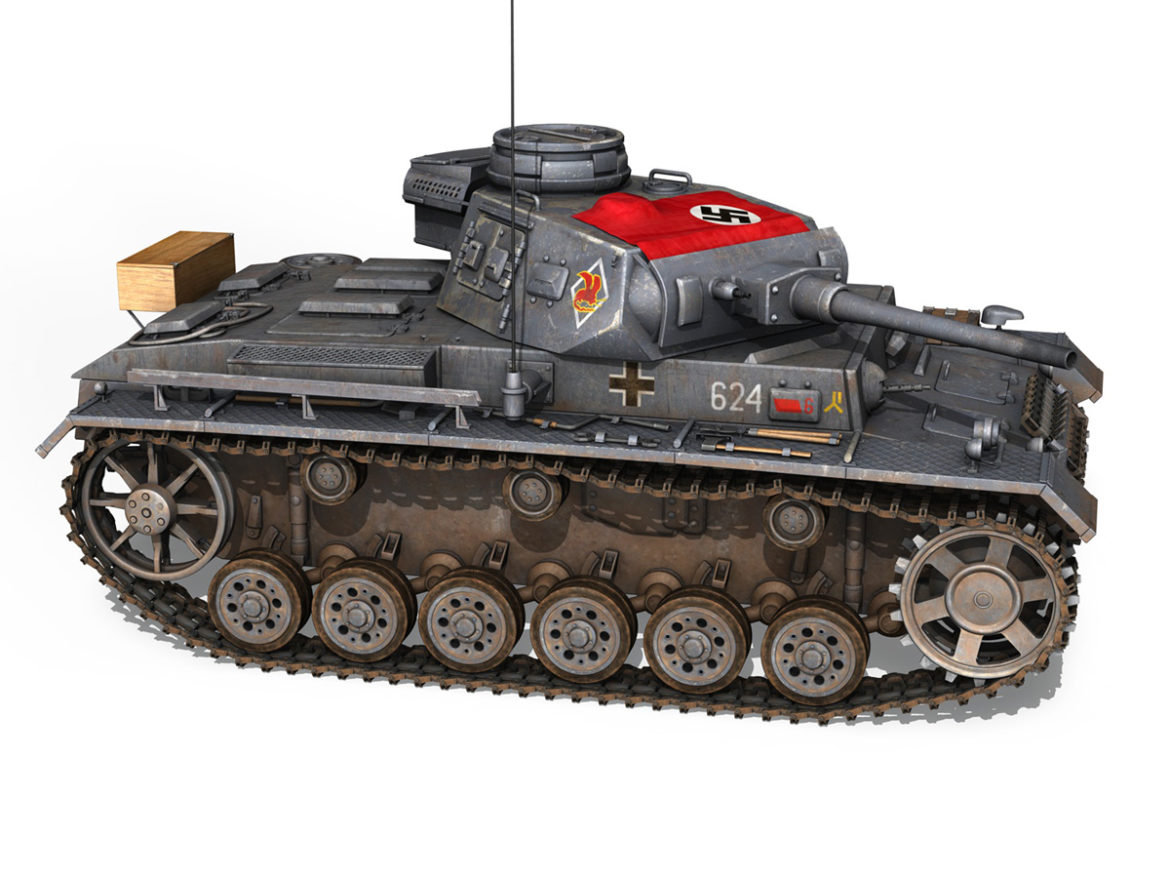 pzkpfw iii – panzer 3 – ausf.j – 624 3d model 3ds fbx lwo lw lws obj c4d 265304