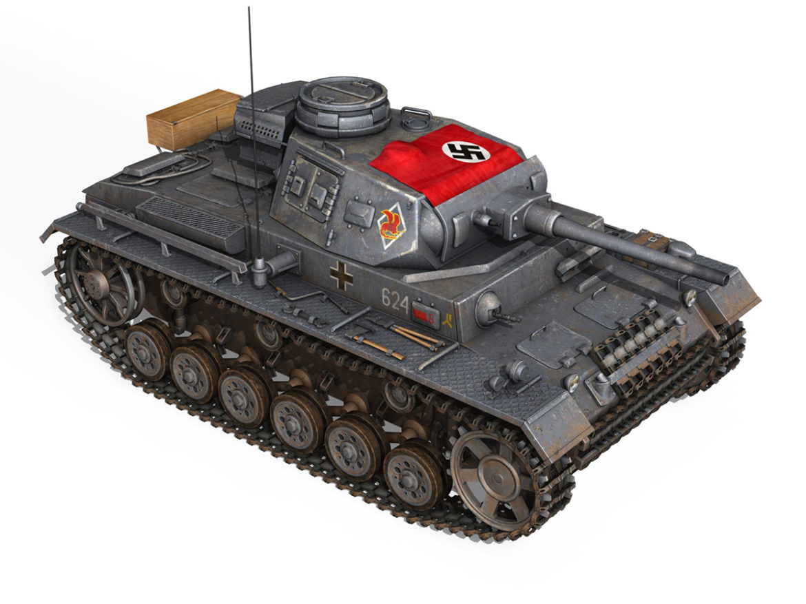 pzkpfw iii – panzer 3 – ausf.j – 624 3d model 3ds fbx lwo lw lws obj c4d 265305