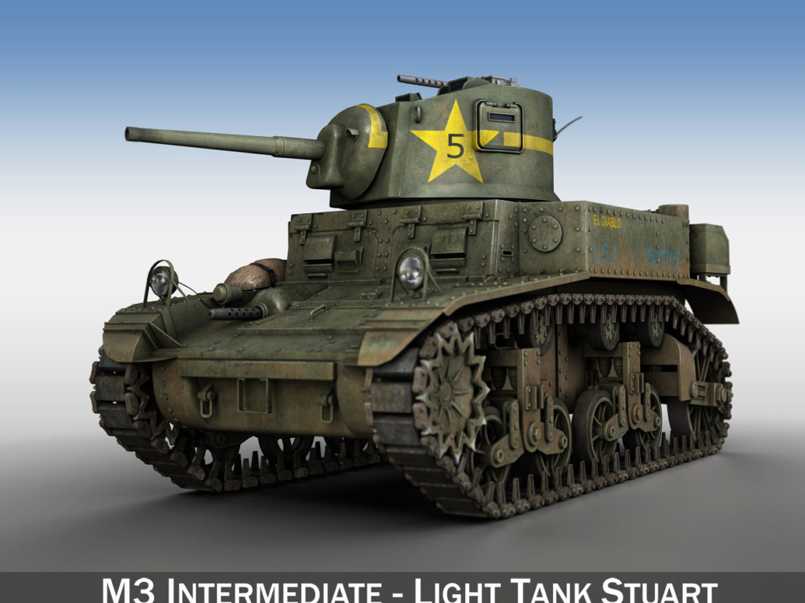 m3 light tank stuart – el diablo 3d model 3ds c4d fbx lwo lw lws obj 265353