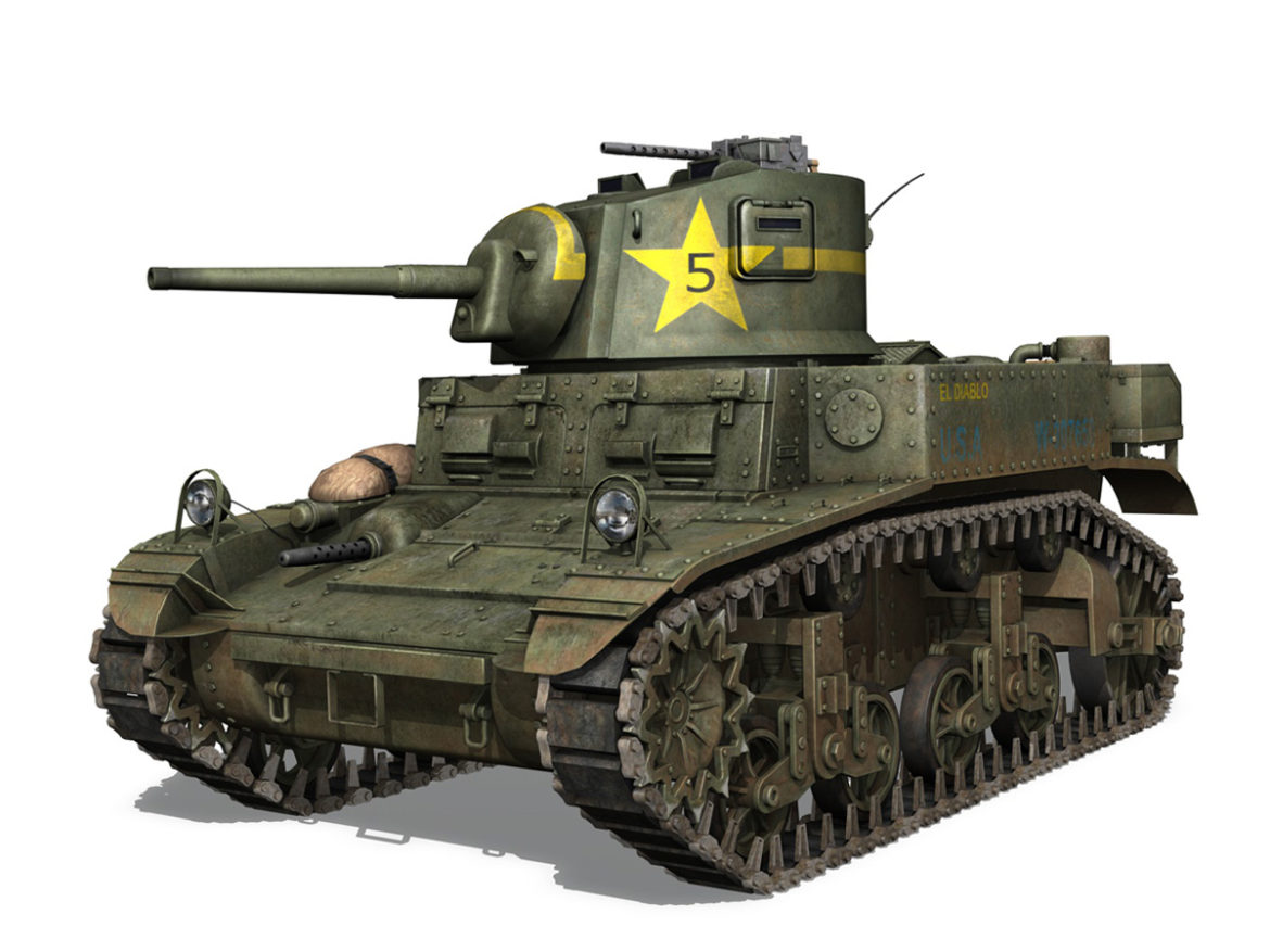 m3 light tank stuart – el diablo 3d model 3ds c4d fbx lwo lw lws obj 265354