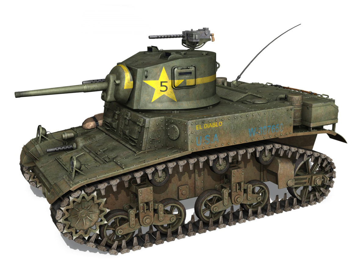 m3 light tank stuart – el diablo 3d model 3ds c4d fbx lwo lw lws obj 265355