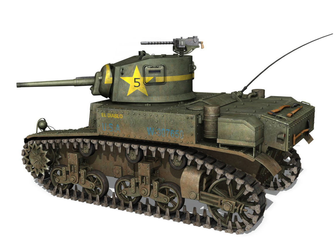 m3 light tank stuart – el diablo 3d model 3ds c4d fbx lwo lw lws obj 265356