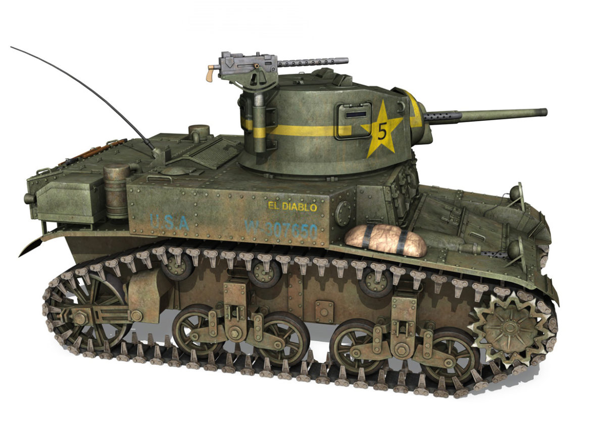 m3 light tank stuart – el diablo 3d model 3ds c4d fbx lwo lw lws obj 265359