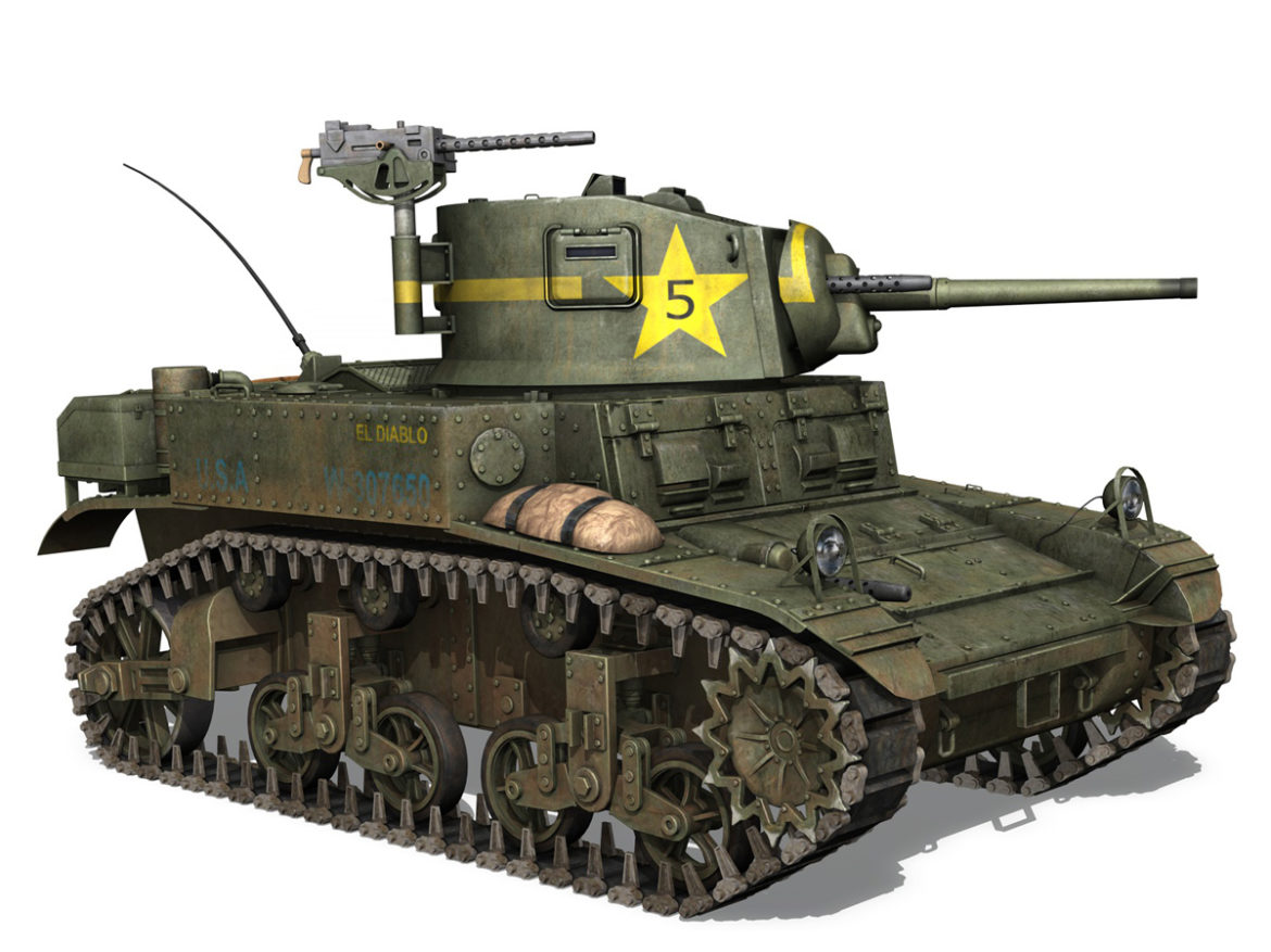 m3 light tank stuart – el diablo 3d model 3ds c4d fbx lwo lw lws obj 265360