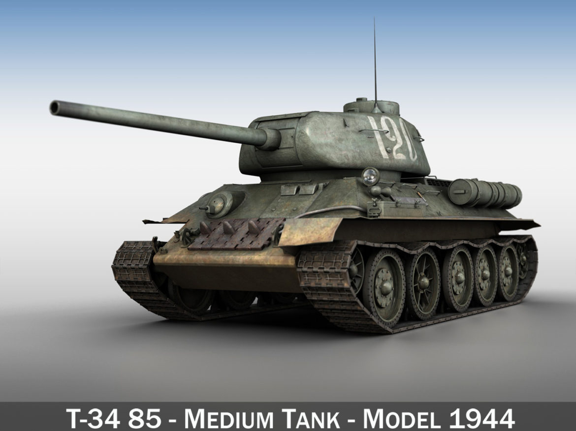 t-34 85 – soviet medium tank – 120 3d model 3ds fbx lwo lw lws obj c4d 265369