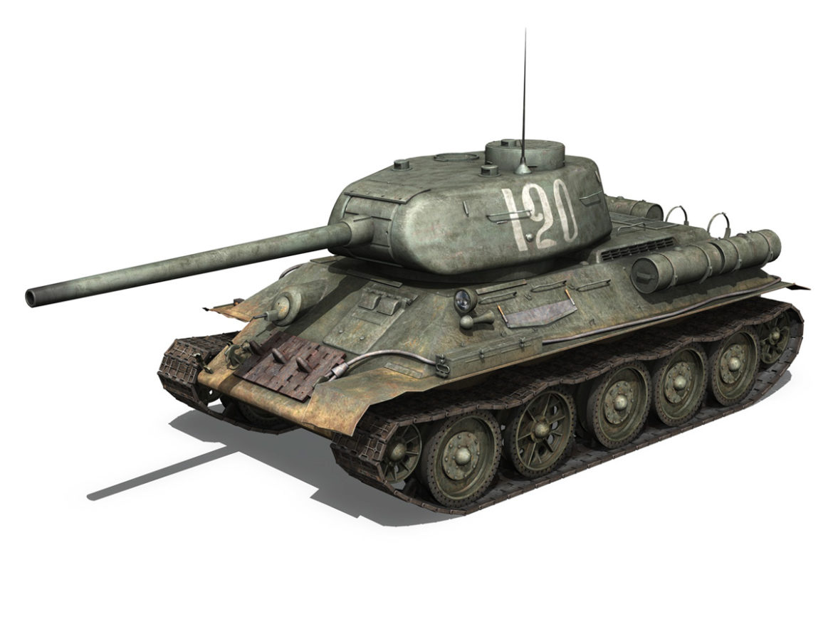 t-34 85 – soviet medium tank – 120 3d model 3ds fbx lwo lw lws obj c4d 265370