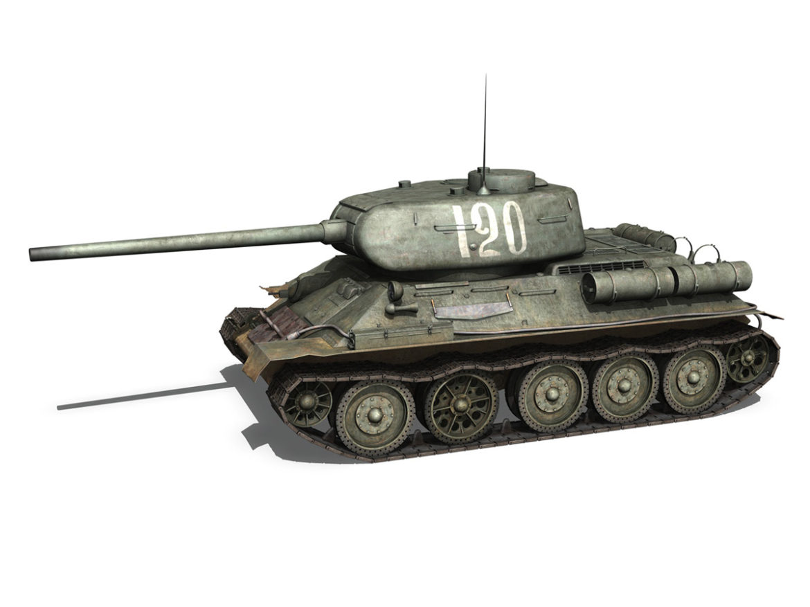 t-34 85 – soviet medium tank – 120 3d model 3ds fbx lwo lw lws obj c4d 265371