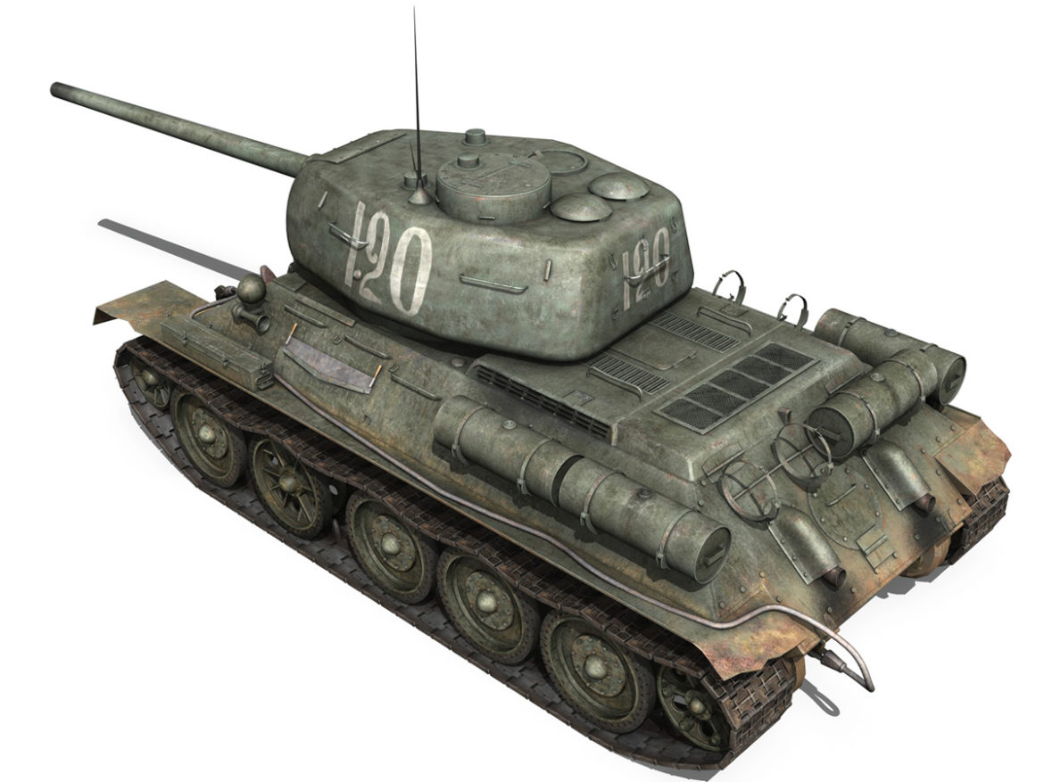 t-34 85 – soviet medium tank – 120 3d model 3ds fbx lwo lw lws obj c4d 265372