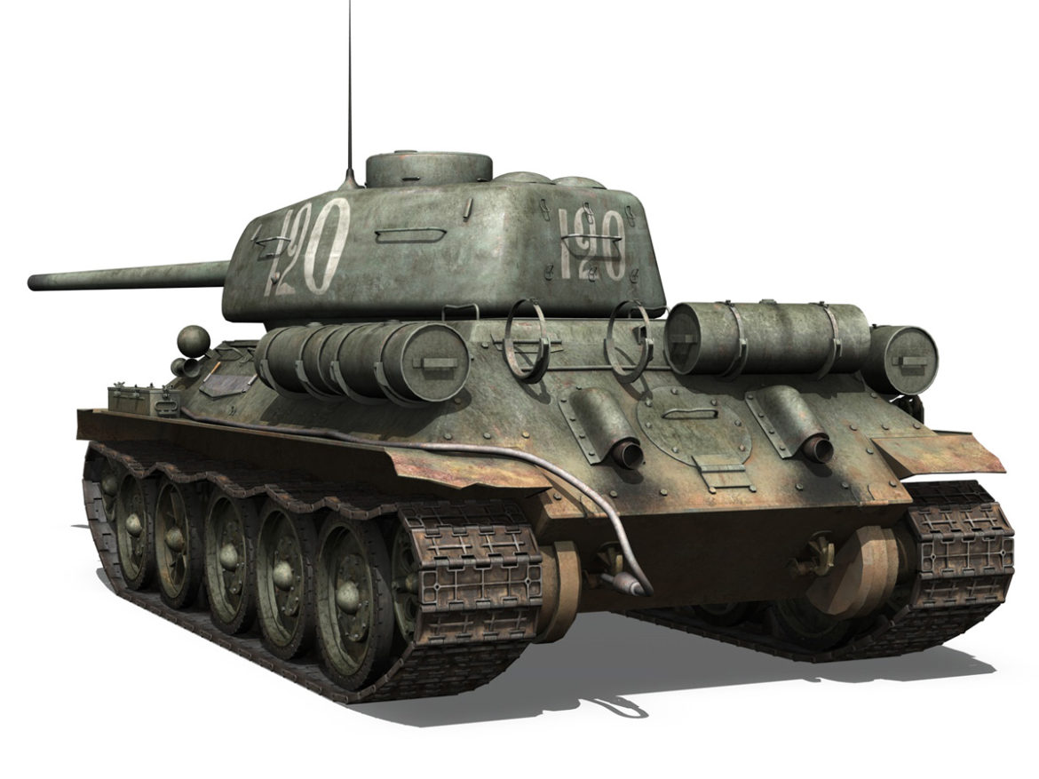 t-34 85 – soviet medium tank – 120 3d model 3ds fbx lwo lw lws obj c4d 265373