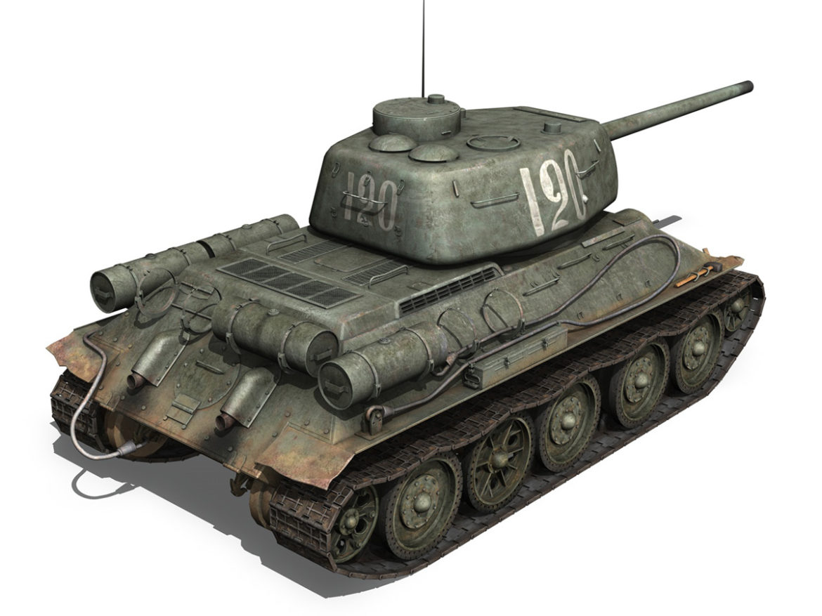 t-34 85 – soviet medium tank – 120 3d model 3ds fbx lwo lw lws obj c4d 265374