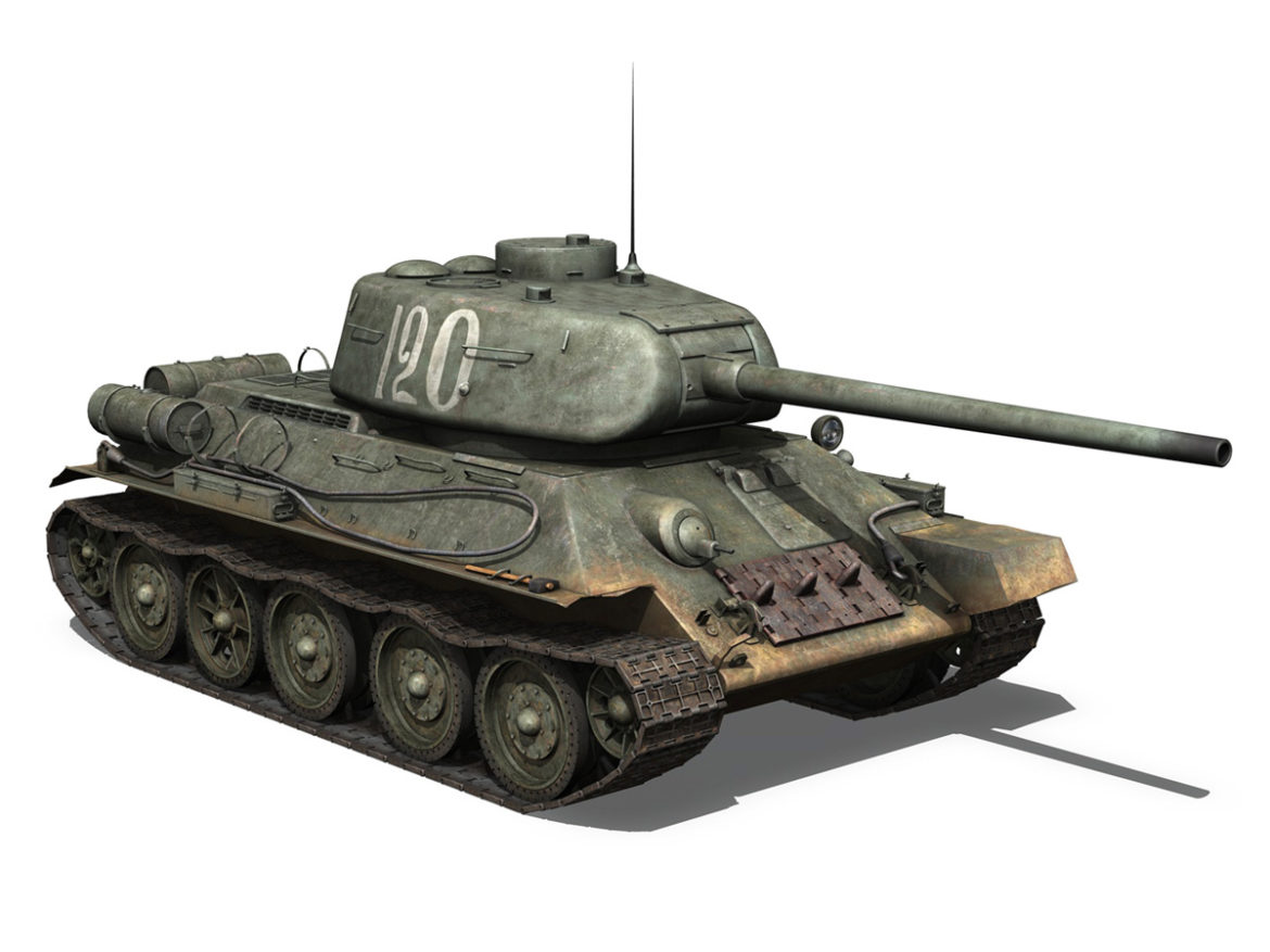 t-34 85 – soviet medium tank – 120 3d model 3ds fbx lwo lw lws obj c4d 265375