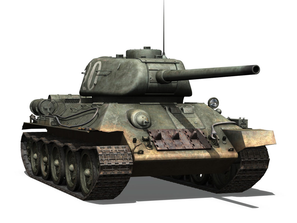 t-34 85 – soviet medium tank – 120 3d model 3ds fbx lwo lw lws obj c4d 265376