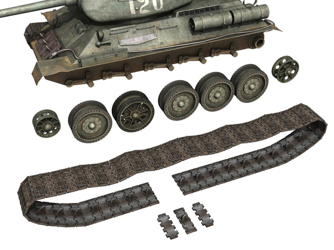 t-34 85 – soviet medium tank – 120 3d model 3ds fbx lwo lw lws obj c4d 265377