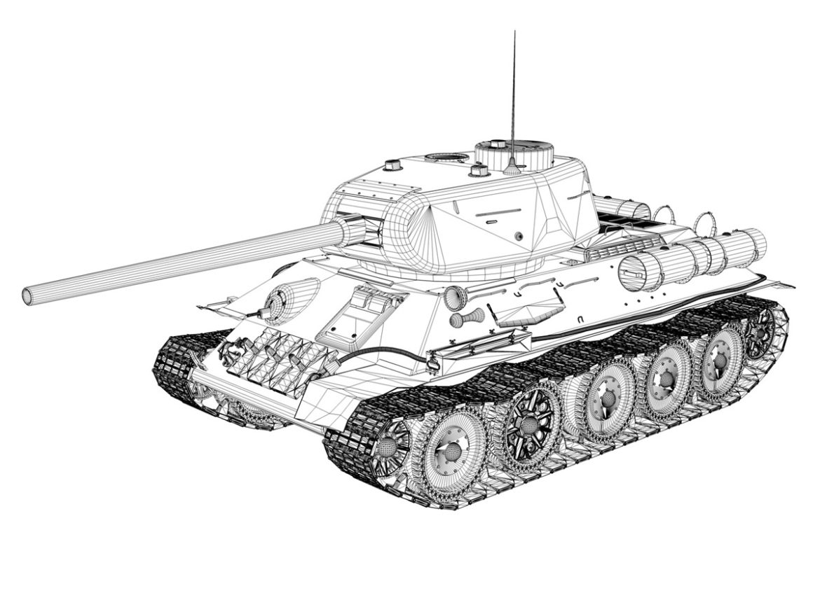 t-34 85 – soviet medium tank – 120 3d model 3ds fbx lwo lw lws obj c4d 265378