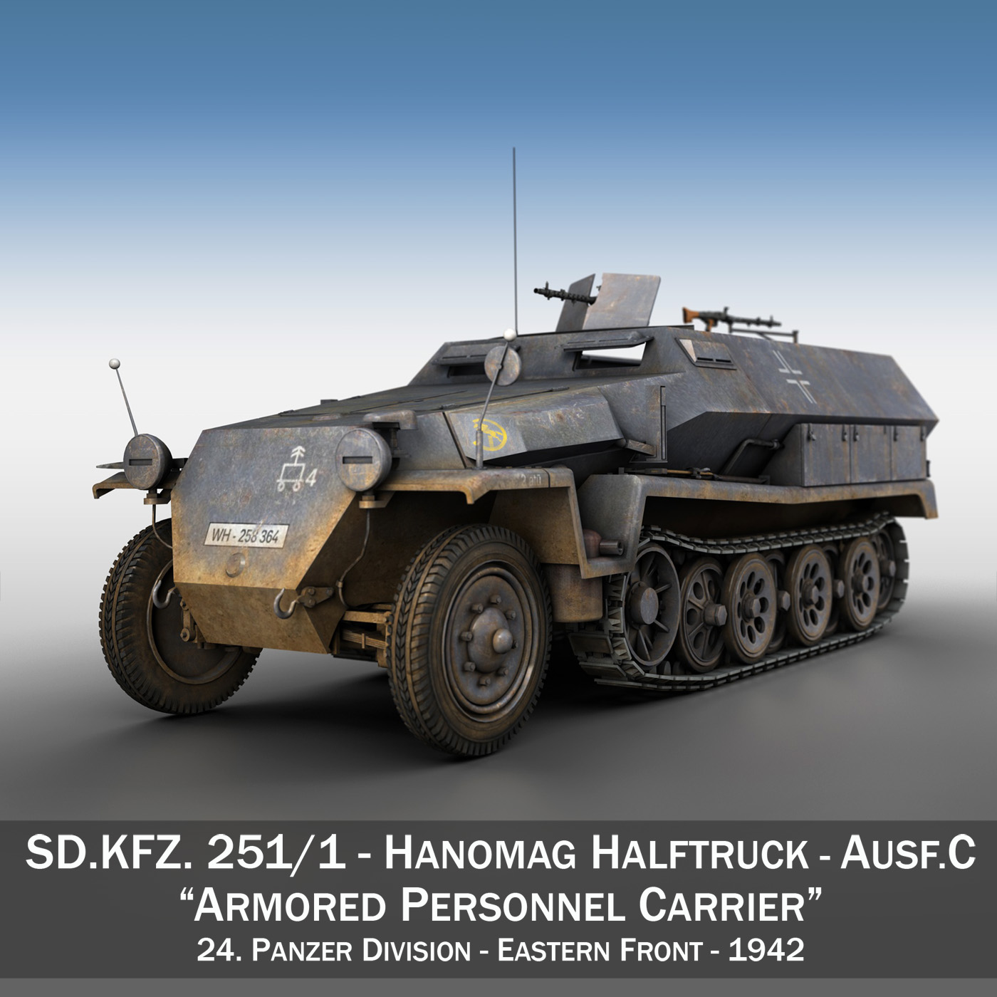 sd.kfz 251 ausf.c – half-track – 24pd 3d model 3ds fbx lwo lw lws obj c4d 265483