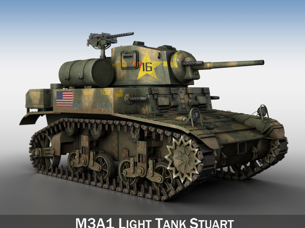 m3a1 light tank stuart – tiger 3d model 3ds c4d fbx lwo lw lws obj 265633