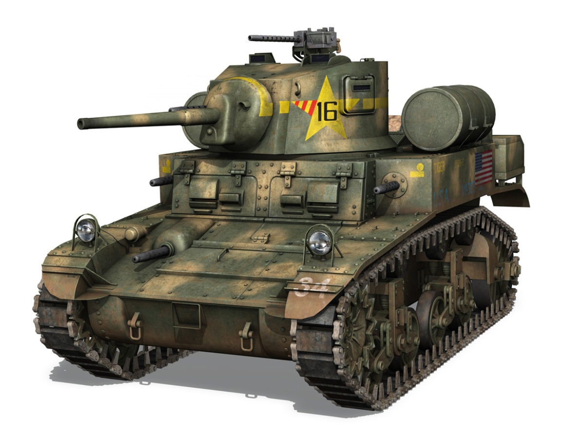 m3a1 light tank stuart – tiger 3d model 3ds c4d fbx lwo lw lws obj 265634