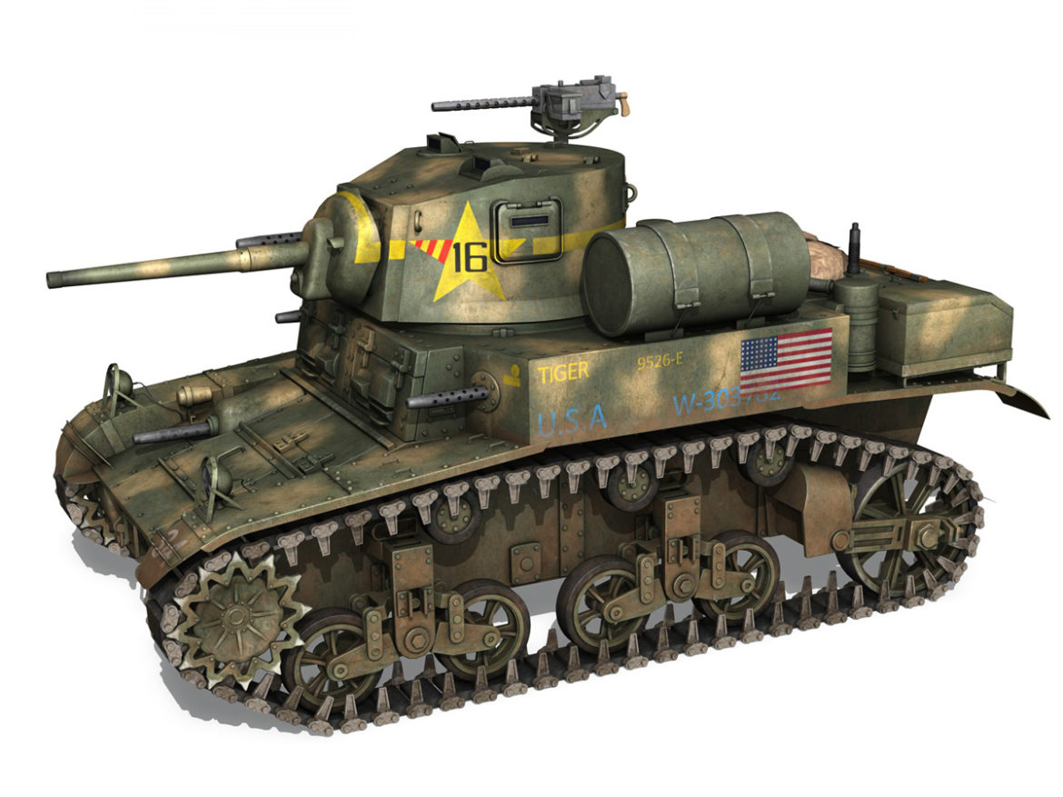 m3a1 light tank stuart – tiger 3d model 3ds c4d fbx lwo lw lws obj 265635
