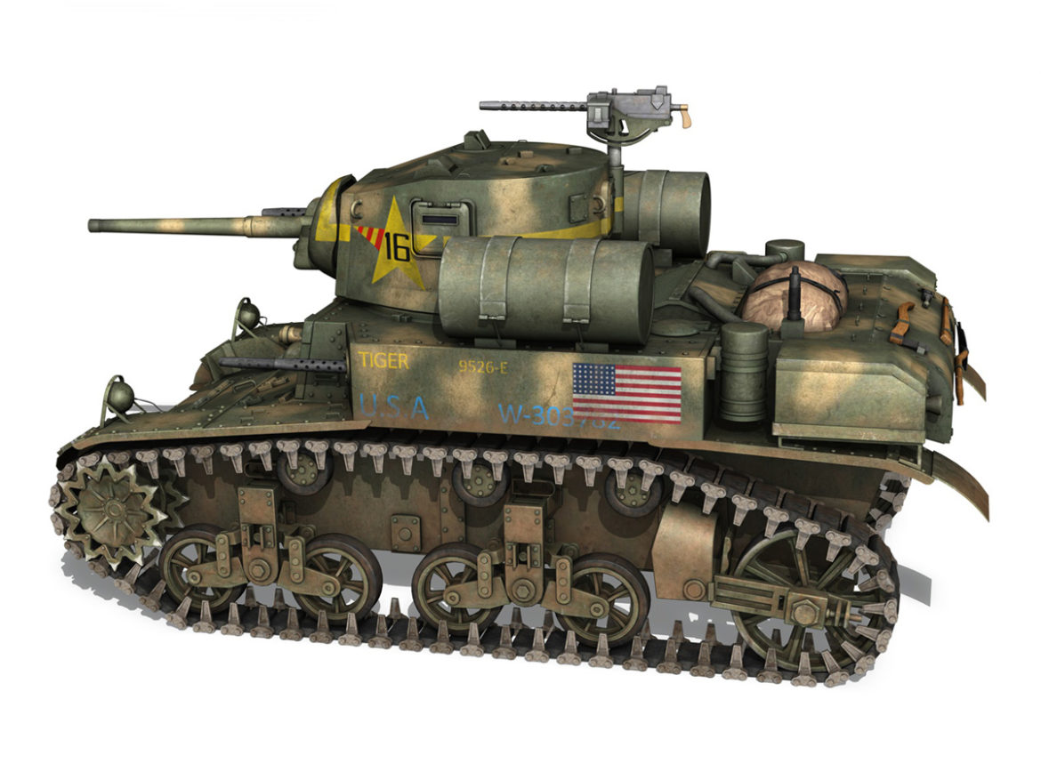 m3a1 light tank stuart – tiger 3d model 3ds c4d fbx lwo lw lws obj 265636