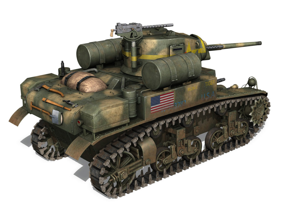 m3a1 light tank stuart – tiger 3d model 3ds c4d fbx lwo lw lws obj 265638