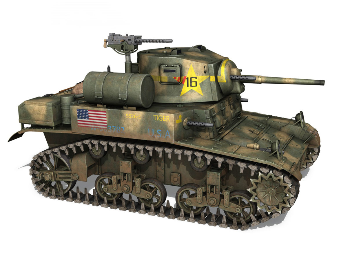 m3a1 light tank stuart – tiger 3d model 3ds c4d fbx lwo lw lws obj 265639