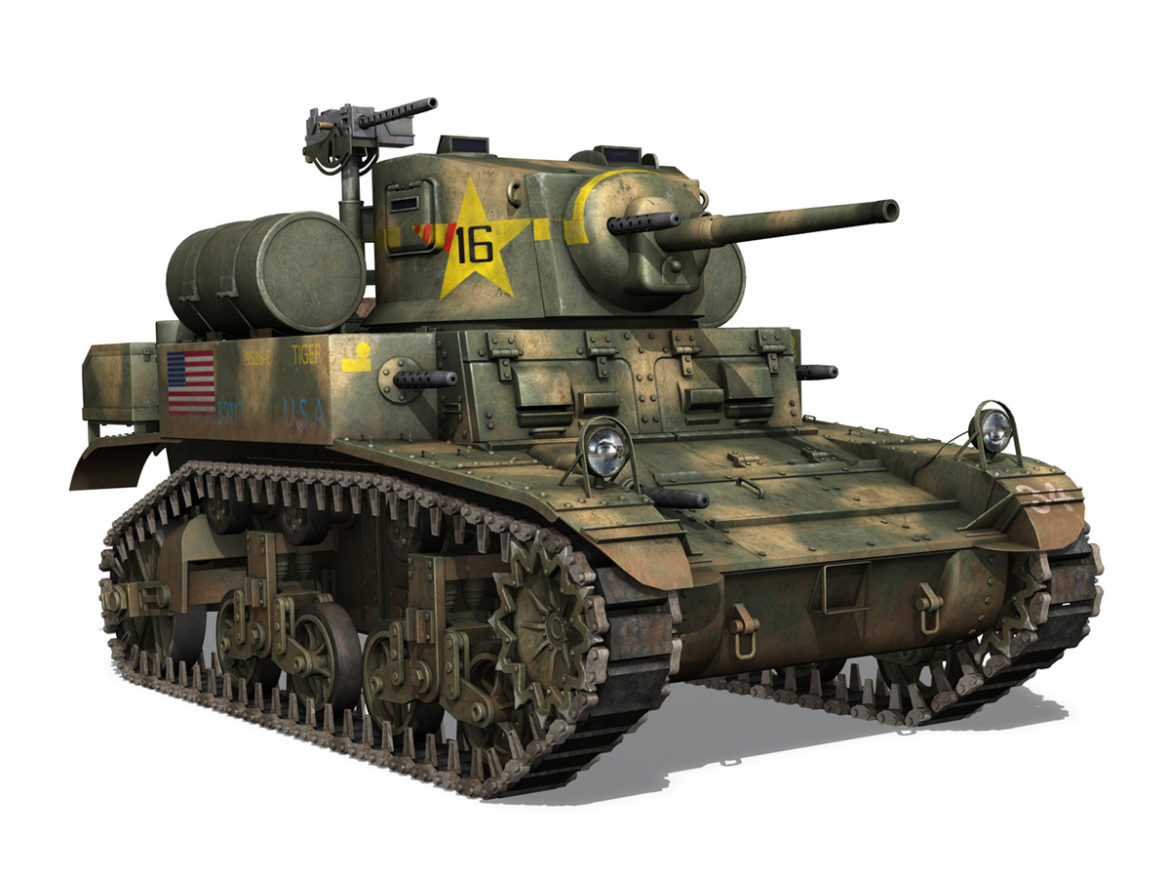 m3a1 light tank stuart – tiger 3d model 3ds c4d fbx lwo lw lws obj 265640