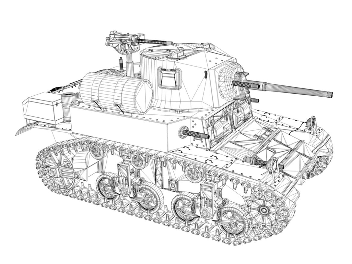 m3a1 light tank stuart – tiger 3d model 3ds c4d fbx lwo lw lws obj 265643