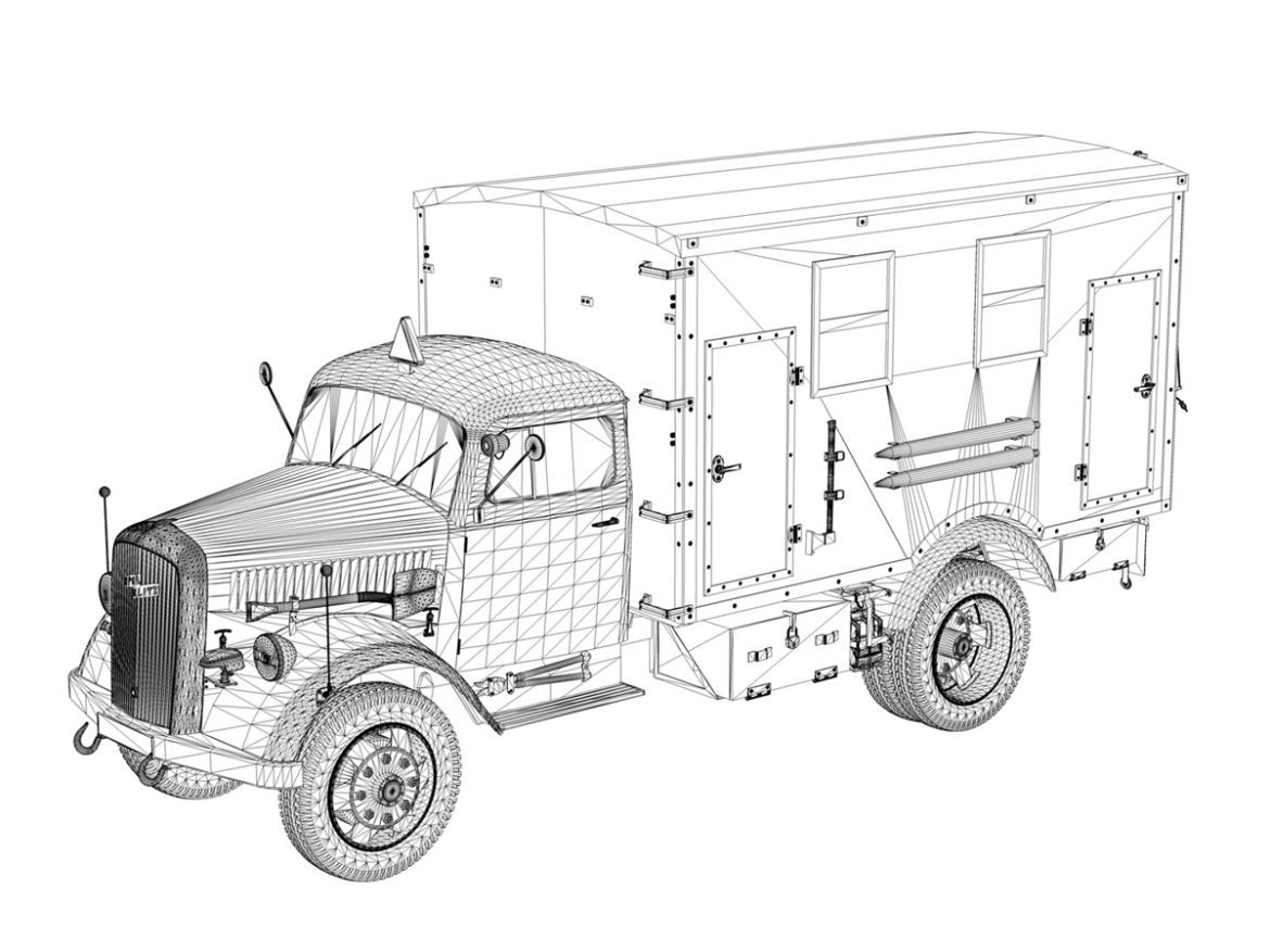 opel blitz – 3t truck with radiokoffer 3d model 3ds c4d fbx lwo lw lws obj 265986