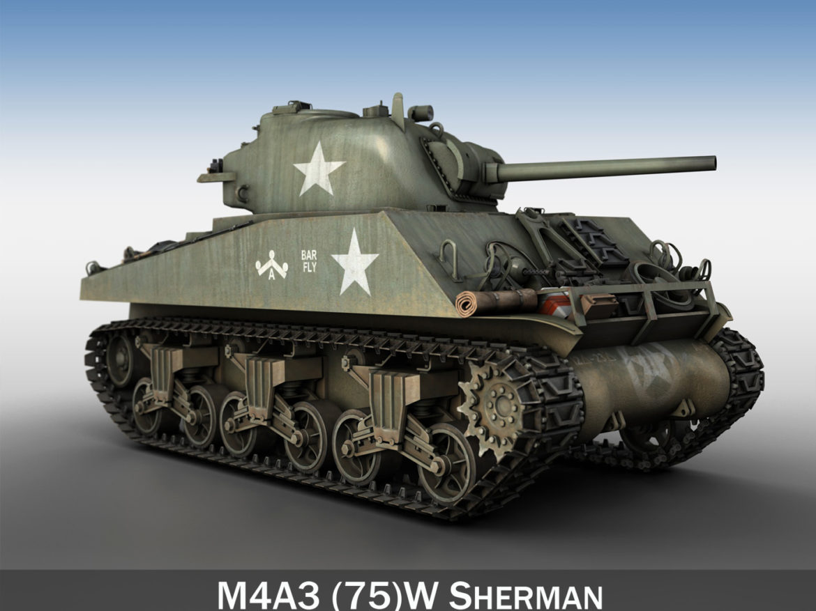 m4a3 75mm – sherman – barfly 3d model 3ds fbx lwo lw lws 3ds c4d 265993