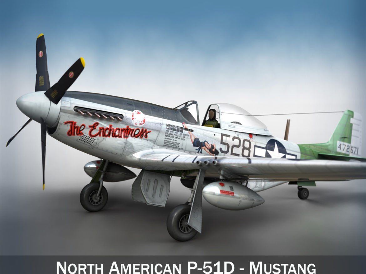 north american p-51d mustang – the enchantress 3d model lwo lw lws obj c4d fbx 266093