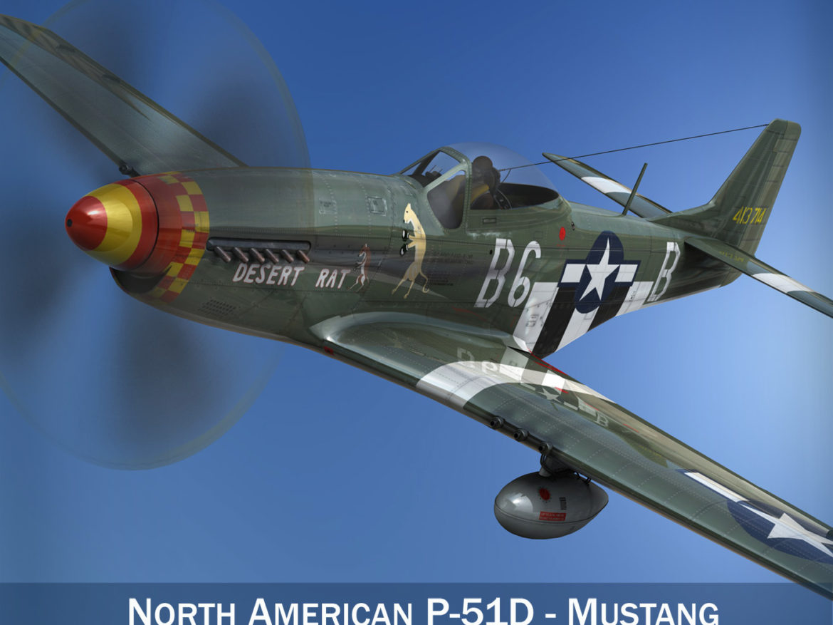 north american p-51d mustang – desert rat 3d model fbx lwo lw lws obj c4d 266118