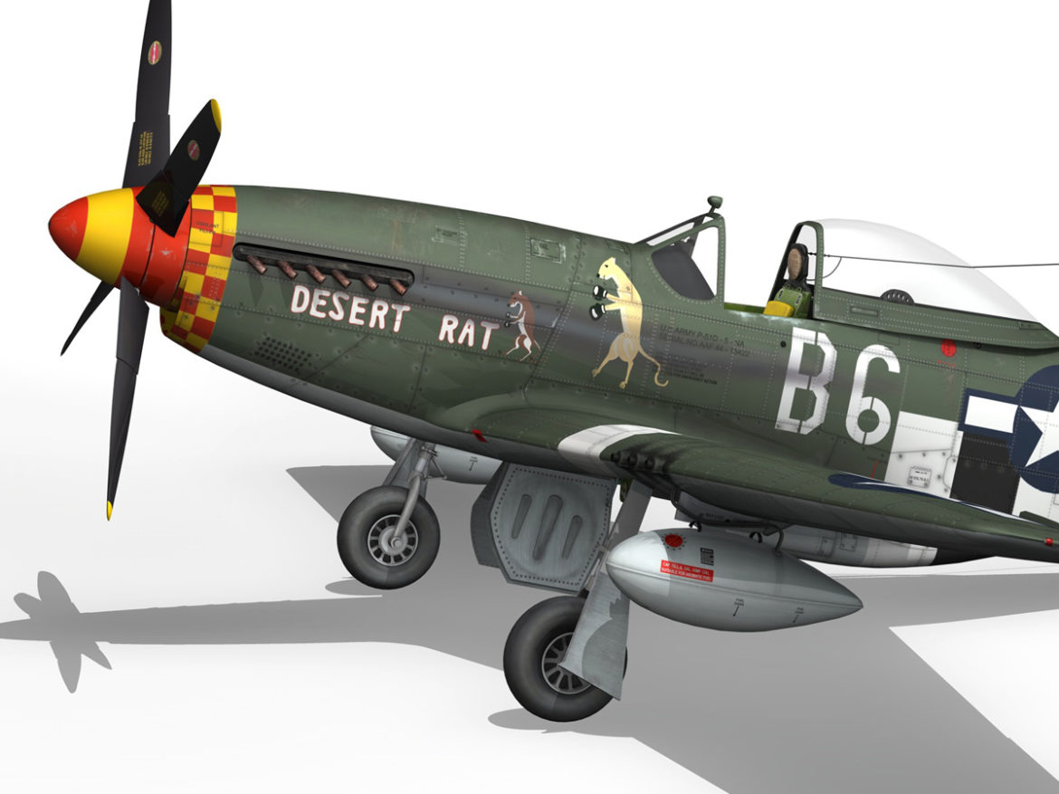 north american p-51d mustang – desert rat 3d model fbx lwo lw lws obj c4d 266119