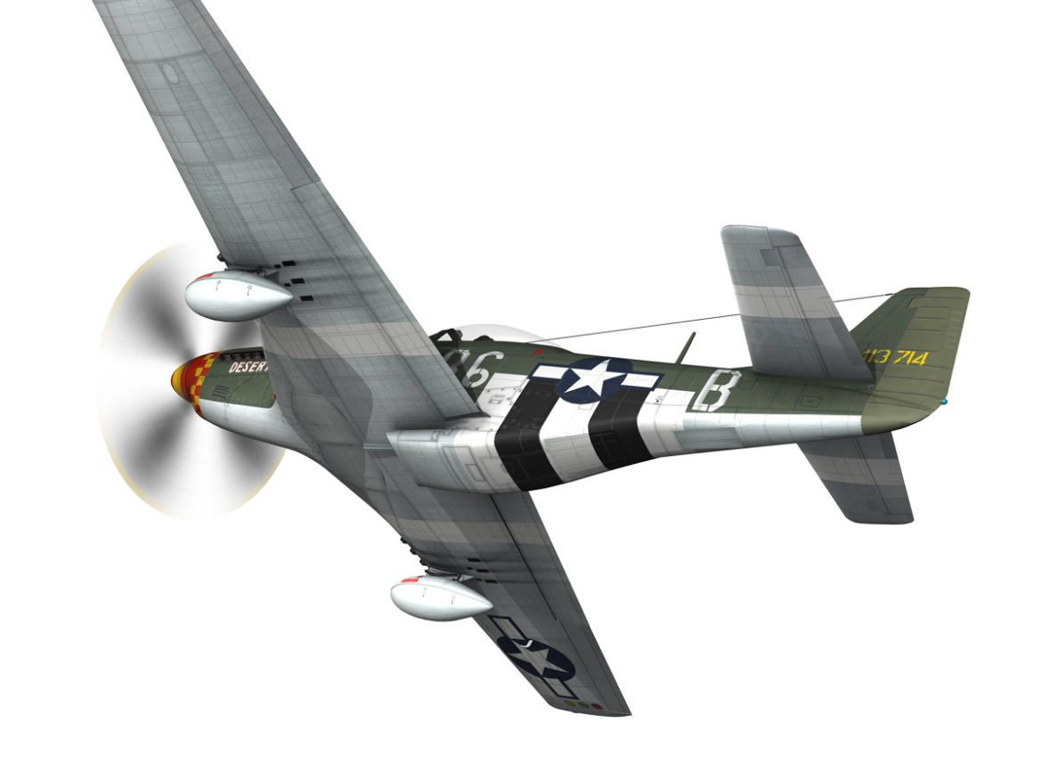north american p-51d mustang – desert rat 3d model fbx lwo lw lws obj c4d 266122