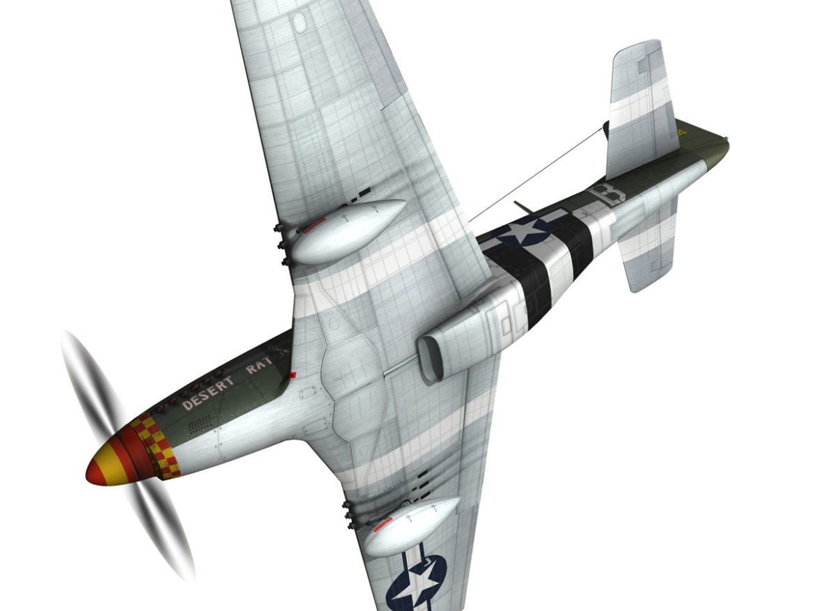 north american p-51d mustang – desert rat 3d model fbx lwo lw lws obj c4d 266127