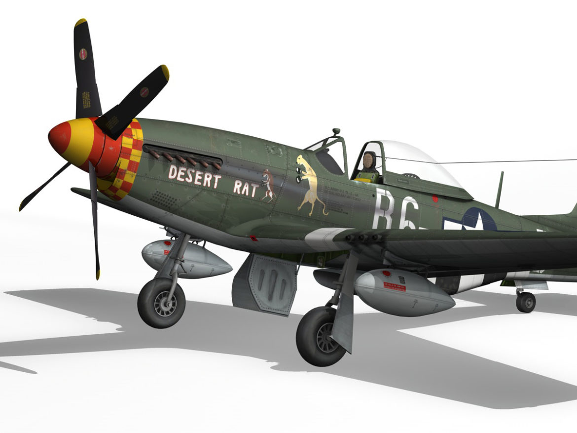 north american p-51d mustang – desert rat 3d model fbx lwo lw lws obj c4d 266128