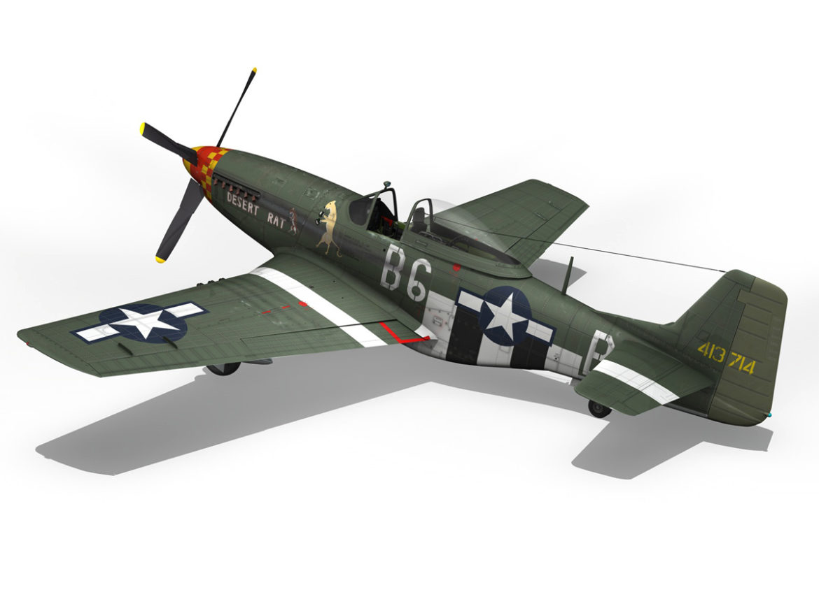 north american p-51d mustang – desert rat 3d model fbx lwo lw lws obj c4d 266129