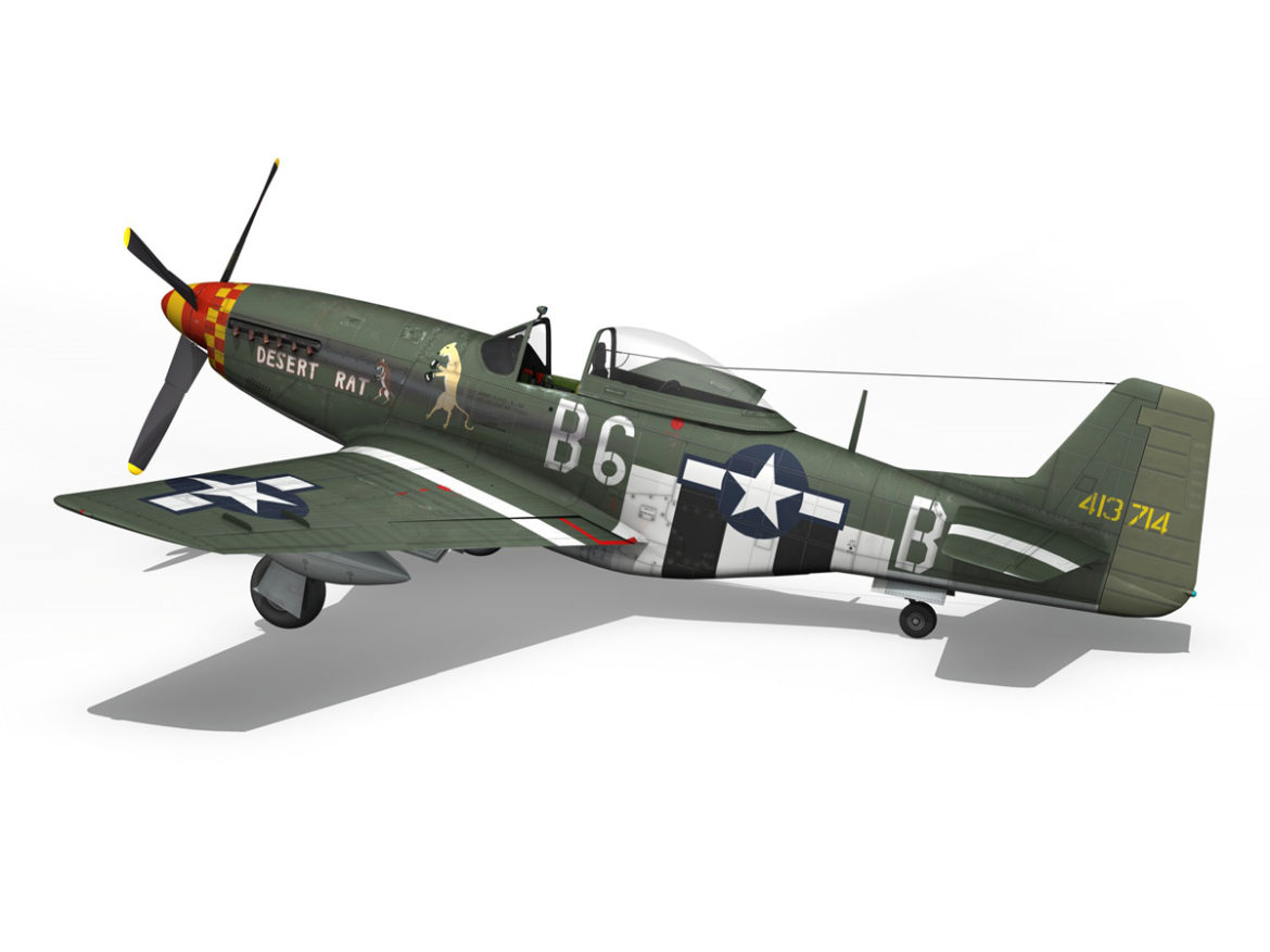 north american p-51d mustang – desert rat 3d model fbx lwo lw lws obj c4d 266130