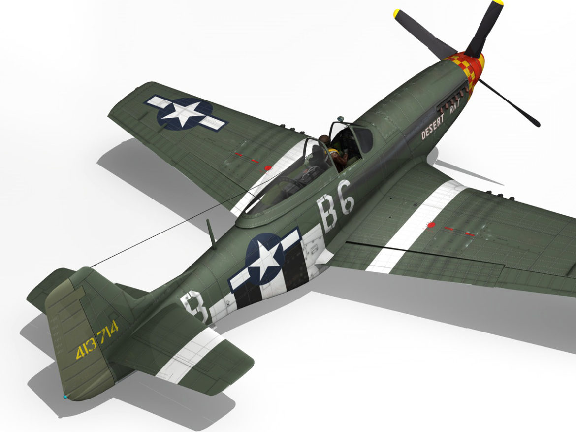 north american p-51d mustang – desert rat 3d model fbx lwo lw lws obj c4d 266131