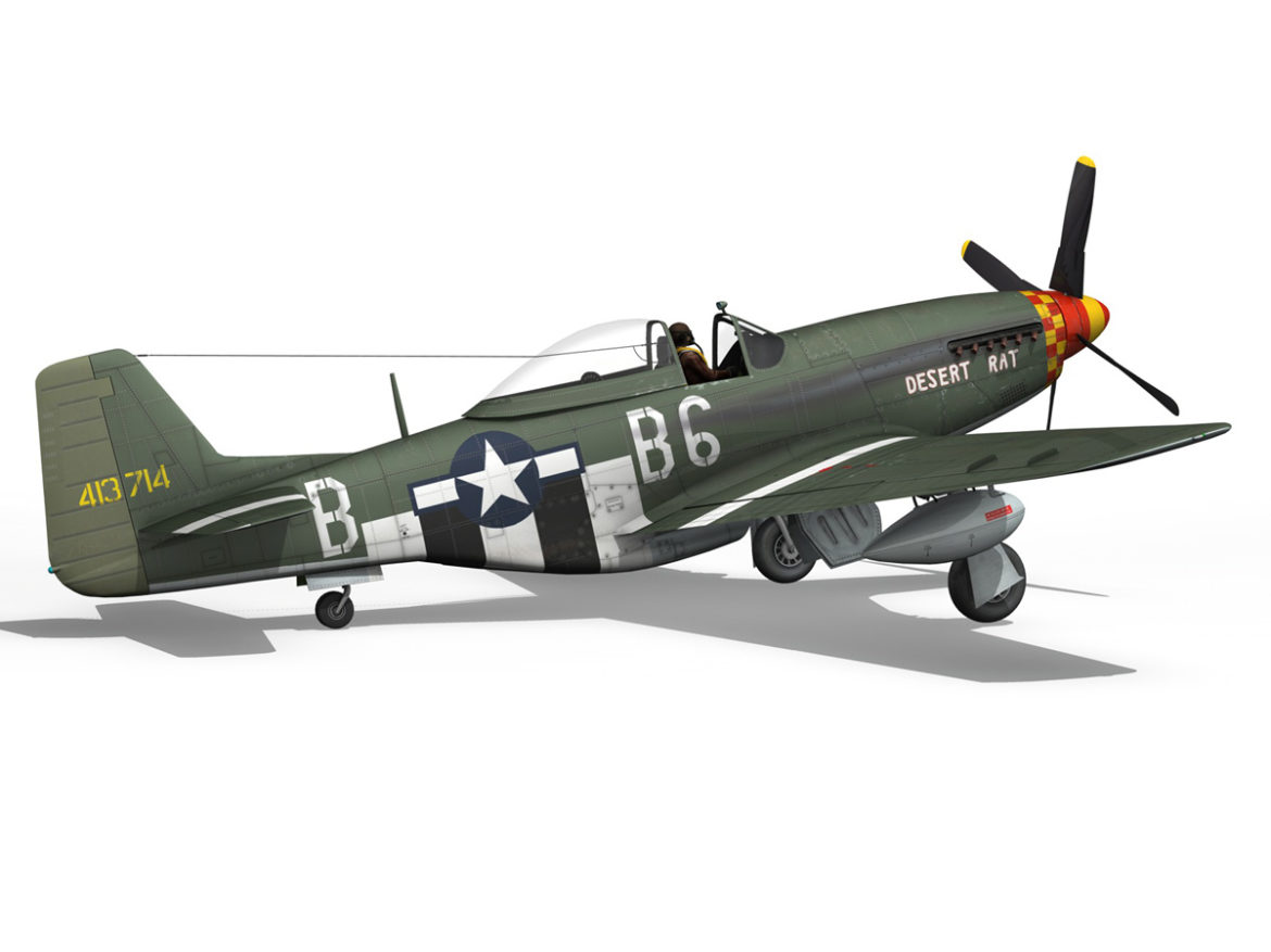 north american p-51d mustang – desert rat 3d model fbx lwo lw lws obj c4d 266132
