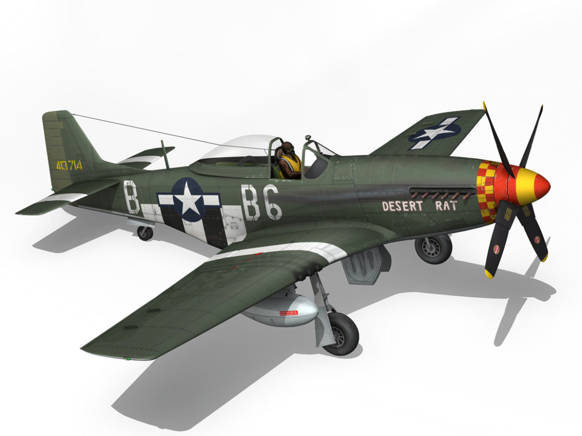 north american p-51d mustang – desert rat 3d model fbx lwo lw lws obj c4d 266133